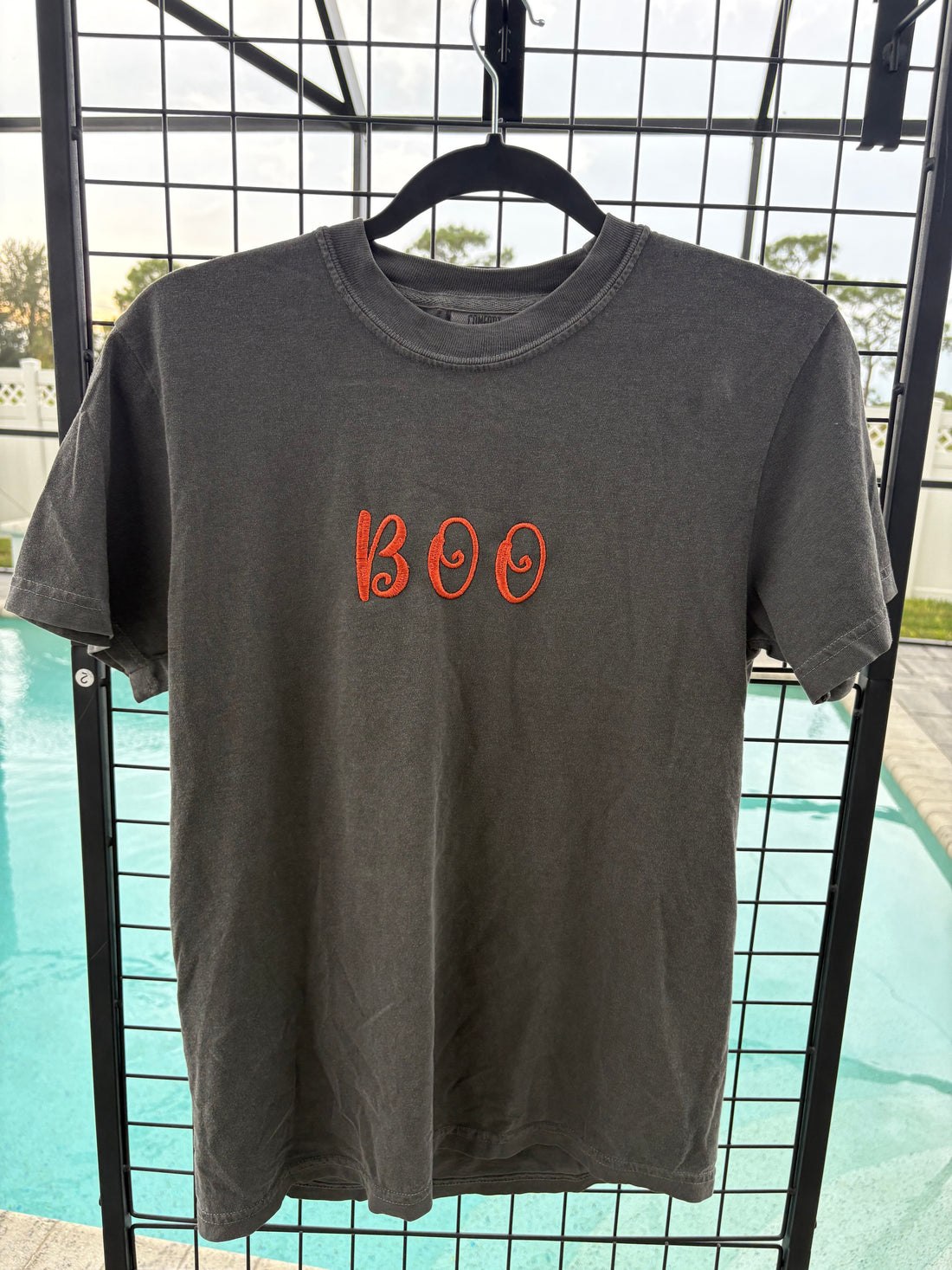 Embroidered BOO Halloween Tee | Comfort Colors