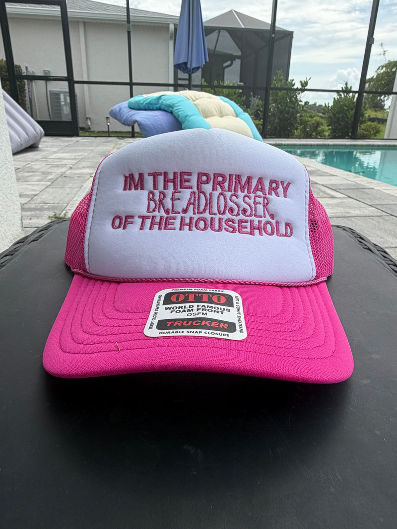 Primary Breadloser Trucker Hat | Funny Embroidered Pink Hat