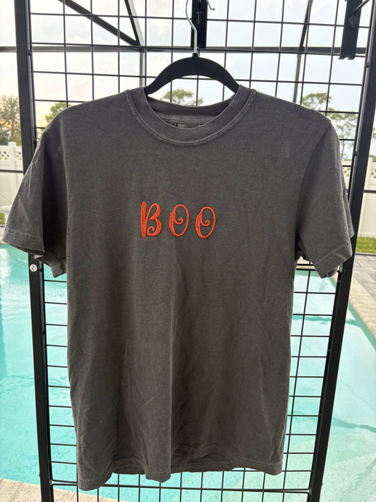 Embroidered BOO Halloween Tee | Comfort Colors